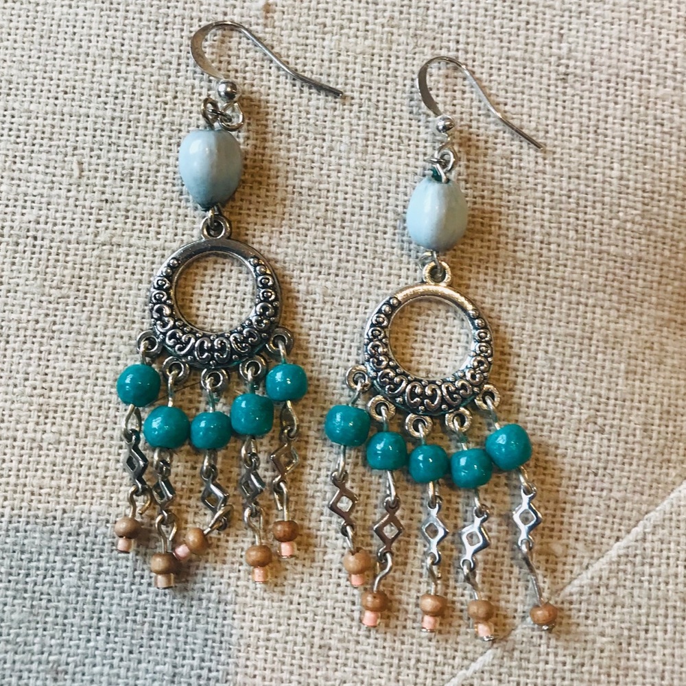 Antique Silver Handmade Seed bead earrings
